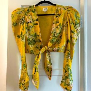 Hemant & Nandita Tie Front Top size small yellow gold with floral detail